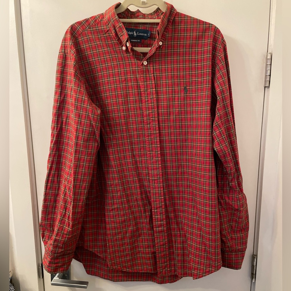 Polo Ralph Lauren men’s red plaid button down classic fit - size L